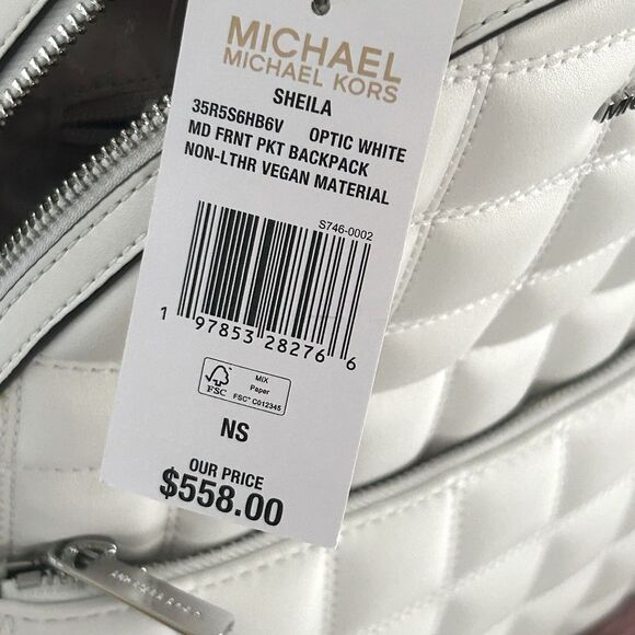 Michael Kors Shelia Quilted White Backpack – Luxe Designer Statement NWT - Picture 3 of 9